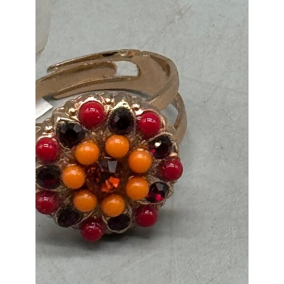 Mariana ring orange red crystals one size round R-7217 1202 READ NEW - Picture 5 of 8